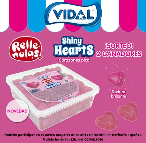 Vidal_Golosinas's tweet photo. Nuevos CORAZONES PICA brillantes de #Rellenolas! Sorteamos 2! Para participar haz RT y sigue a @Vidal_Golosinas! :D https://t.co/9BaEkAdQ3O