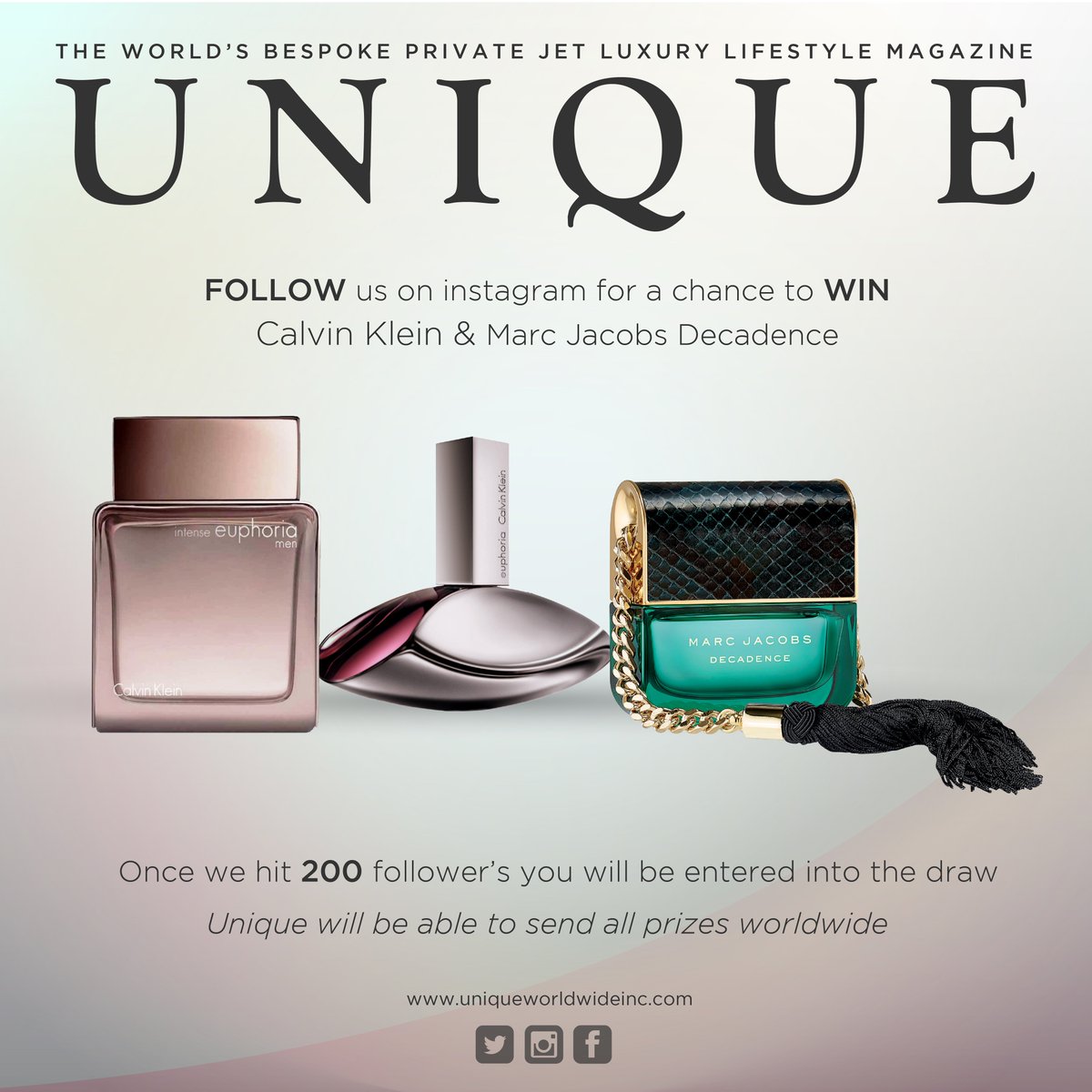 UniqueJetMag's tweet photo. Fragrances to be shipped anywhere in the world. Follow us on instagram @ uniqueprivatejet to win #prizes #win https://t.co/kiMTIM25XI