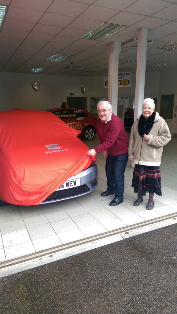BSMSEAT1's tweet photo. Keith and Hazel collecting their new 16 reg Ibiza their 3rd car from us #racing fans #bristolstreet #barnsleyisbrill https://t.co/0RaiMOmhf0