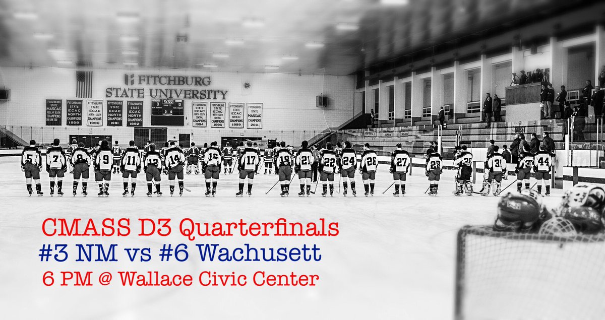 NM_Puck's tweet photo. PLAYOFF HOCKEY IS BACK. NM hosts Wachusett in the CMASS D3 Quarterfinals tonight @ 6 PM #NMPuck https://t.co/GuEsX1j53R