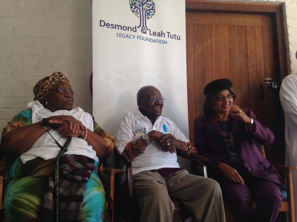 Abramjee's tweet photo. #OperationHydrateCapeTown Great to see Archbishop Tutu back in form. Thank you for joining us today. @HydrateSA https://t.co/j08WYln2Yx