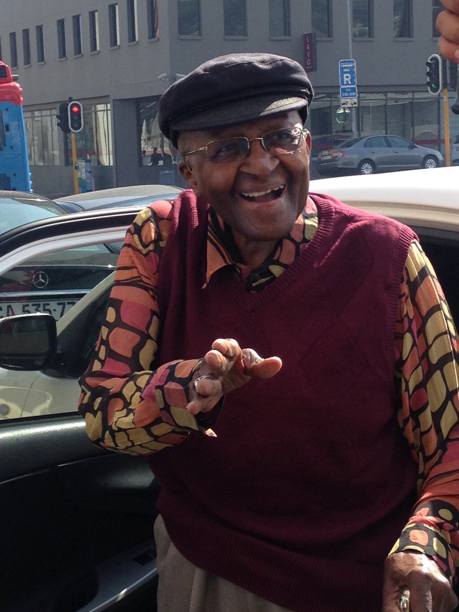 Abramjee's tweet photo. #OperationHydrateCapeTown Great to see Archbishop Tutu back in form. Thank you for joining us today. @HydrateSA https://t.co/j08WYln2Yx