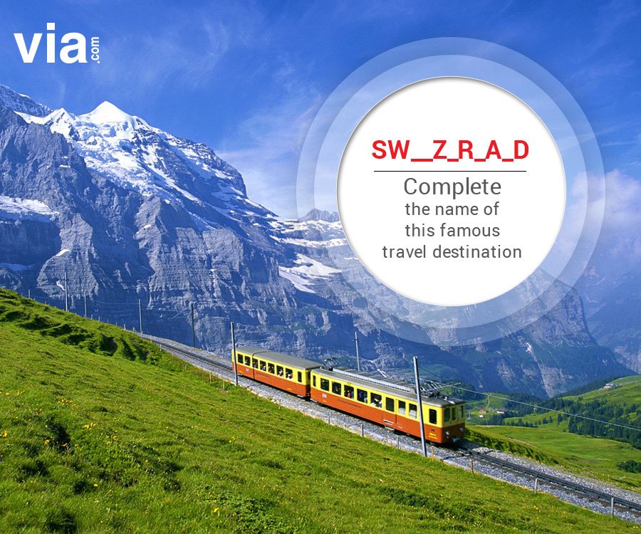 viadotcom's tweet photo. Complete the name of this international #getaway . Tweet using #VIAWEEKEND @viadotcom . Ask friends to join the fun https://t.co/UGP5ps4Bqy