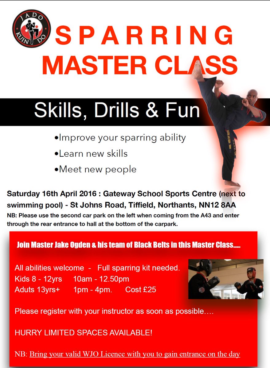 JadoKuinDoOxon's tweet photo. Sparring Master Class 16-Apr at Gateway school tiffield northants. £25. Limited spaces.Contact for info @jadokuindo https://t.co/DXZ33VYTKd