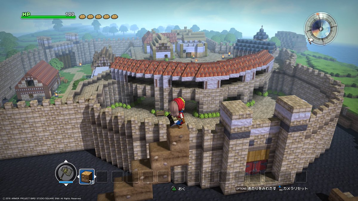 うぇぽん フリービルドです 大好きなdq8の町 トラペッタを再現してみました マスターライラスの焼けた家に パープルオーブの代わりとして みちびきの玉 青を置きました Dqb Dqビルダーズ T Co Vhivdysthy