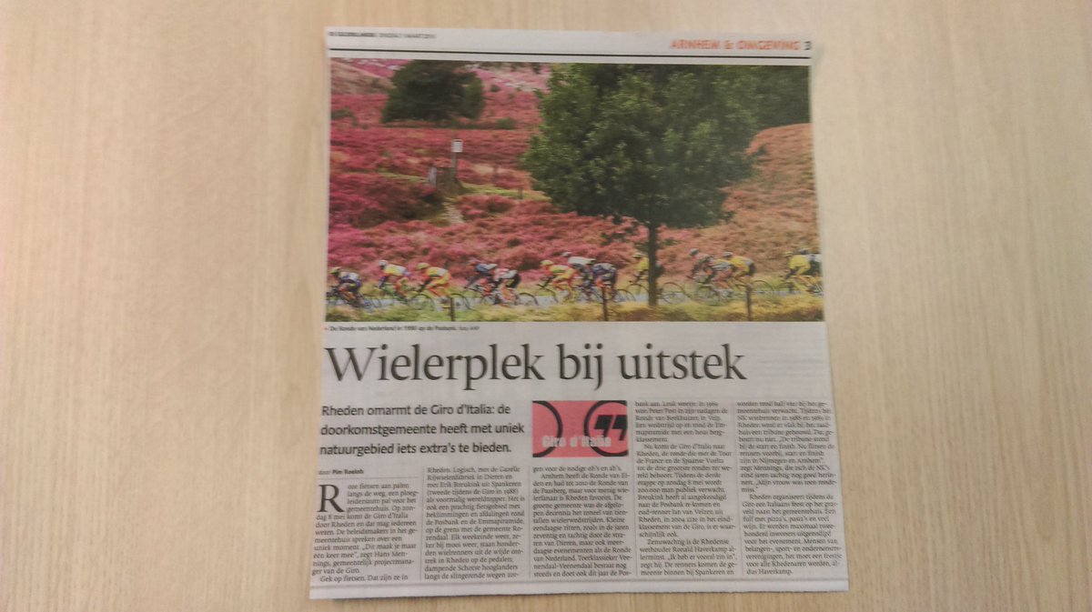 renearie's tweet photo. Rheden omarmt de Giro d'Italia, mooi artikel van Pim Roelofs in de Gelderlander. https://t.co/Ysy0HOeBPh