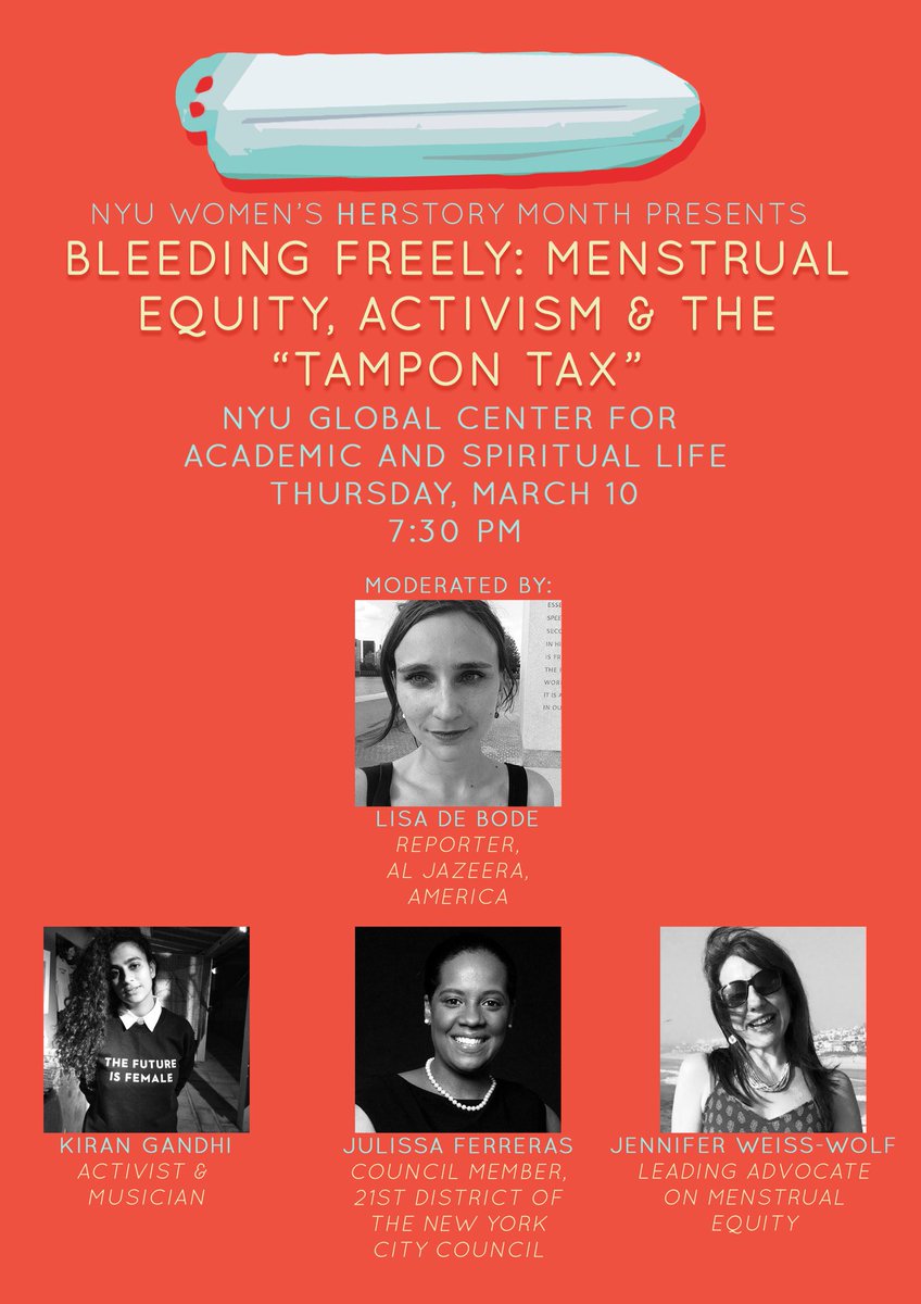 Lillian_Zepeda's tweet photo. You won't want to miss this @JulissaFerreras @jweisswolf @MadameGandhi &amp;  @lisadebode. In one room. Talking periods. https://t.co/g1y8S3SrRQ