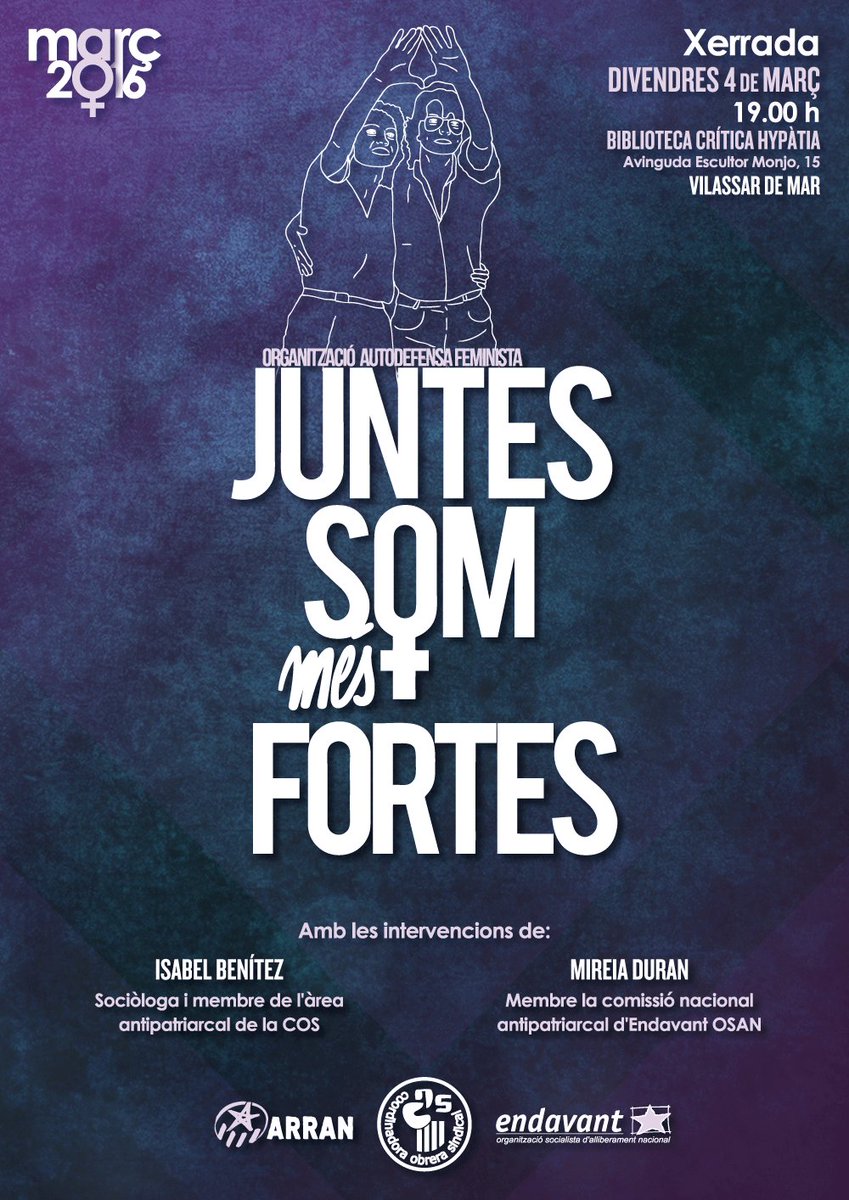 EndavantMaresme's tweet photo. Xerrada #8deMarç♀
‘Juntes som més fortes’
Divendres 4 de març 19h a l'@hypatiaVdM
https://t.co/QHc3a00wAe https://t.co/vHOC3GVM7r