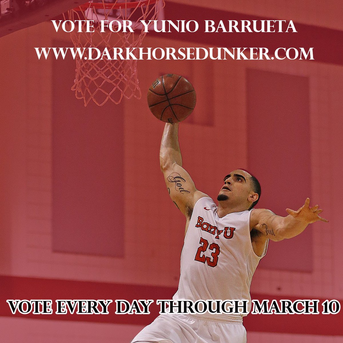GoBarryBucs's tweet photo. Lets put MIA Latino Yunio Barrueta over top. Send him to ESPN. Vote thru Mar 10 at https://t.co/780bhuIkUr. Tell ppl https://t.co/qi1SxLlTDG