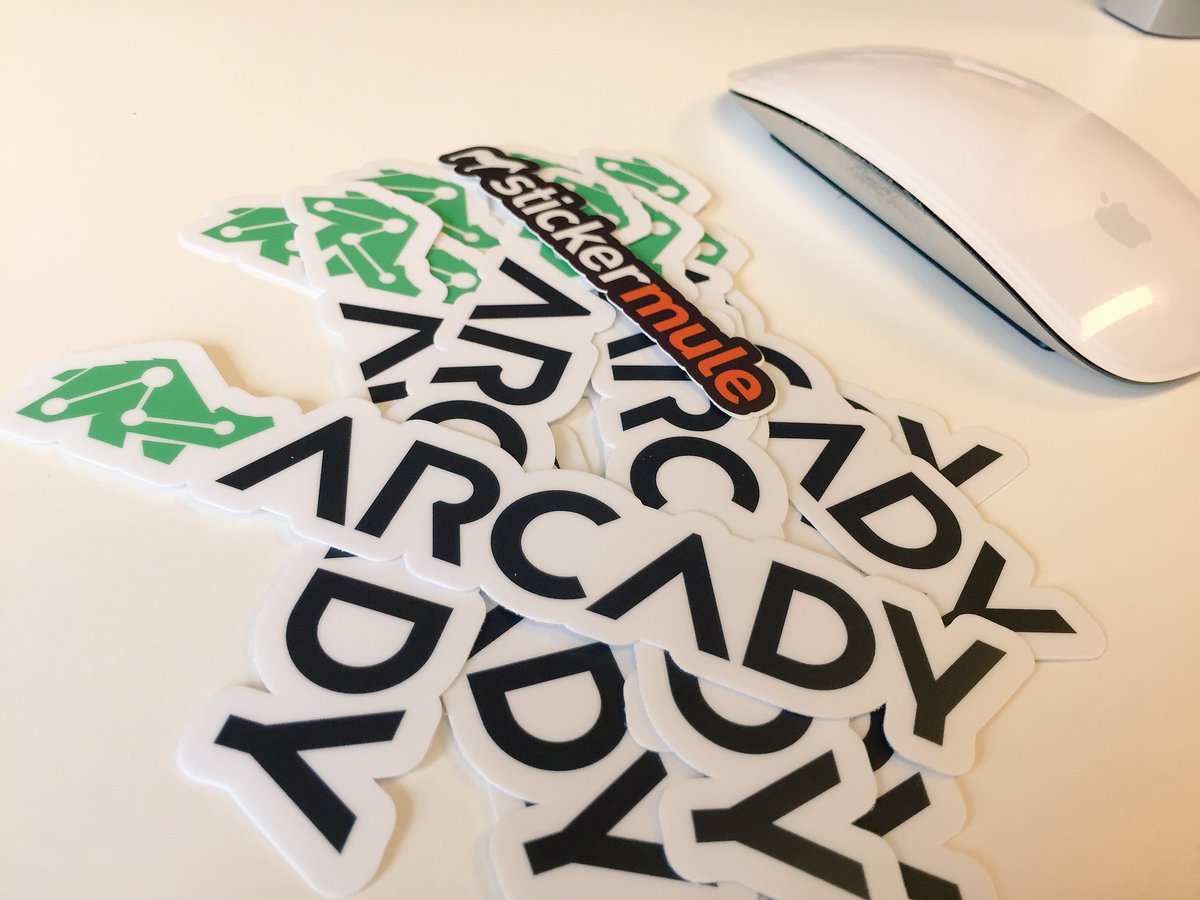 ArcadyNL's tweet image. Onze hippe Arcady laptopstickers zijn binnen! #codewithfun #stickermule