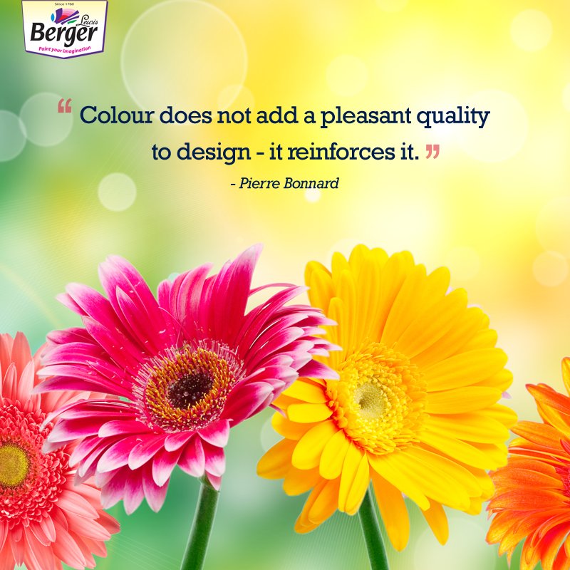BergerPaintsInd's tweet photo. Design is the base for colours, but colours add a whole new meaning to designs. #ColourQuotes https://t.co/0dcVZc9ymW