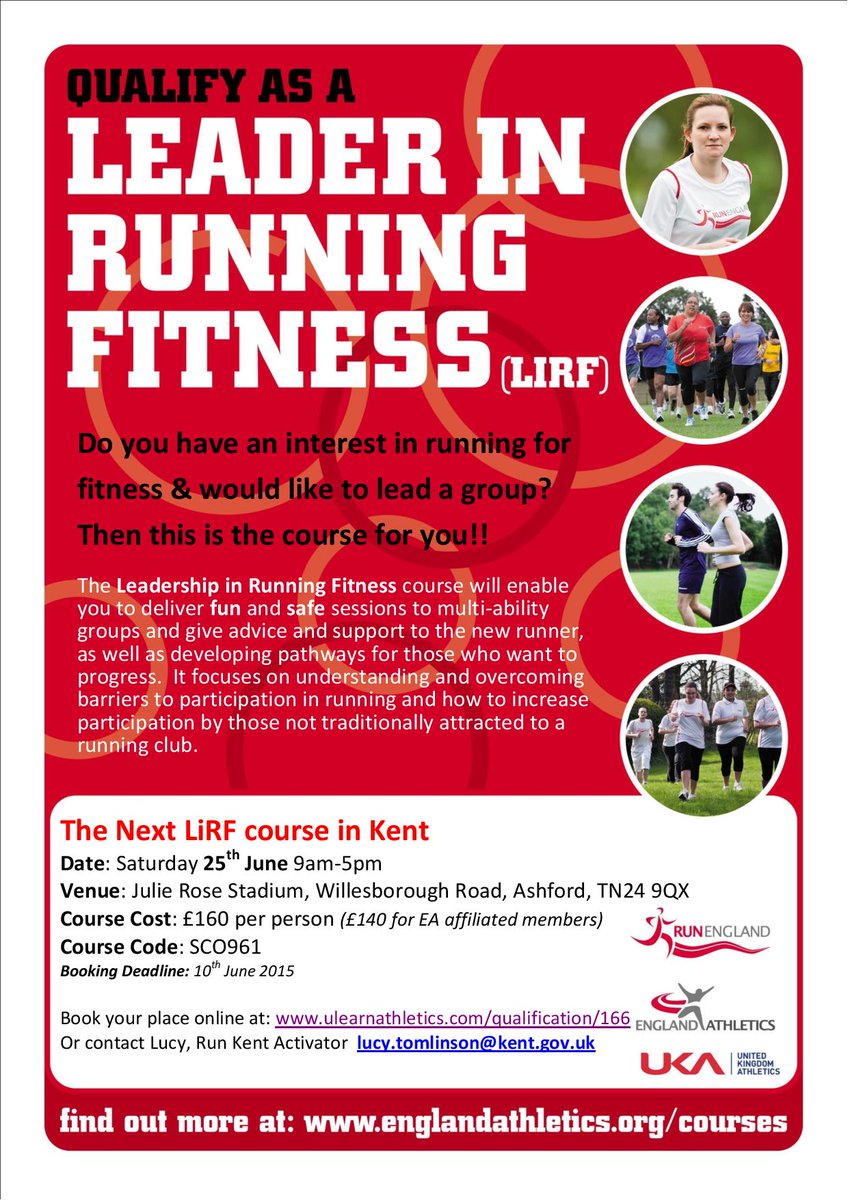 GetKentRunning's tweet photo. Become a qualified @runengland Leader &amp; help #getkentrunning Next one day LiRF course in Kent on 25th June 2016 https://t.co/XgdG9KmW6d