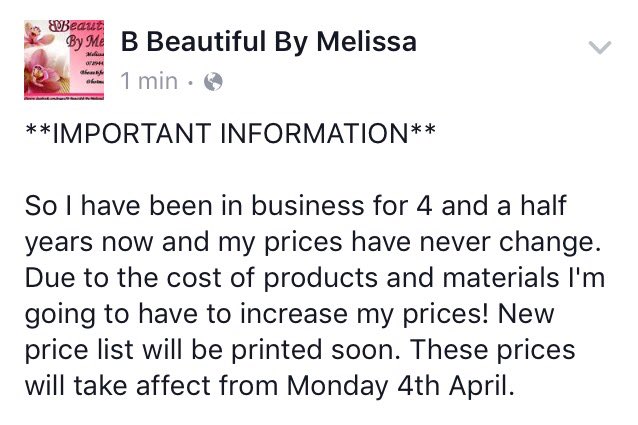 BBeautifulByMel's tweet photo. Price increase! https://t.co/TPNm9uwDpd