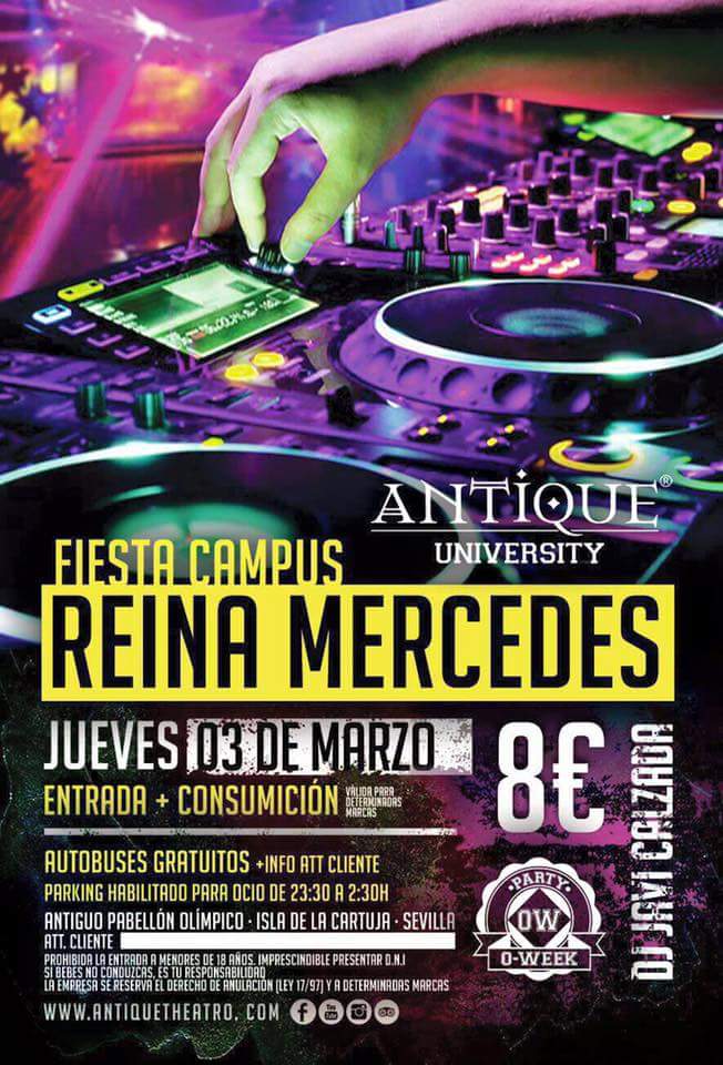 JUEVES FIESTA UNIVERSITARIA #ANTIQUE!!
•Entradas y reservas al 677 12 63 11