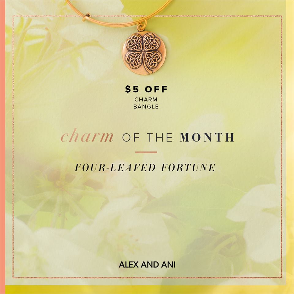 GliksOfficial's tweet photo. Enjoy $5 off the @alexandani Four Leaf Clover Charm Bangle at select Glik's locations #bangleofthemonth #charmedarms https://t.co/bnujSbRcZ8