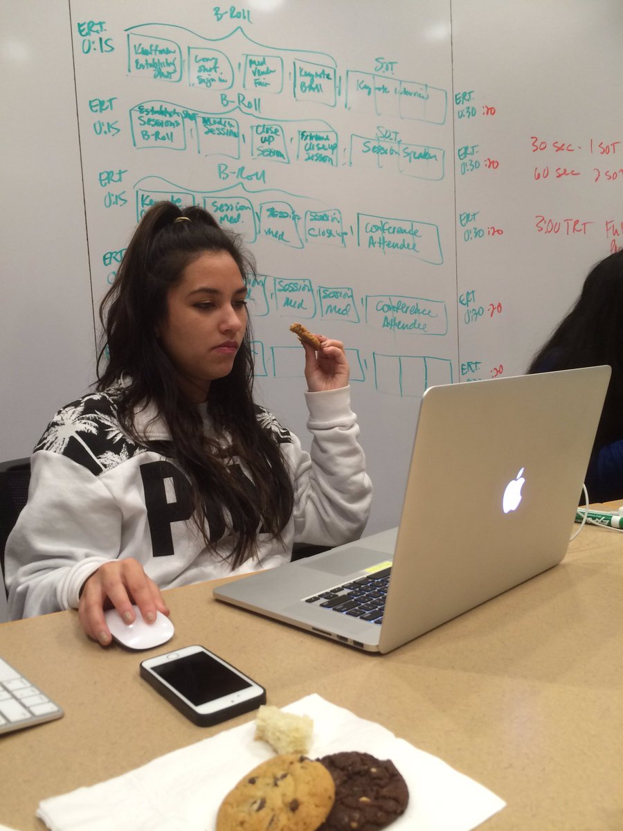 MrMerithew's tweet photo. @KFOI_News crew beginning the editing process at #kcpttech16 for the PBS story https://t.co/sWTscsv41S