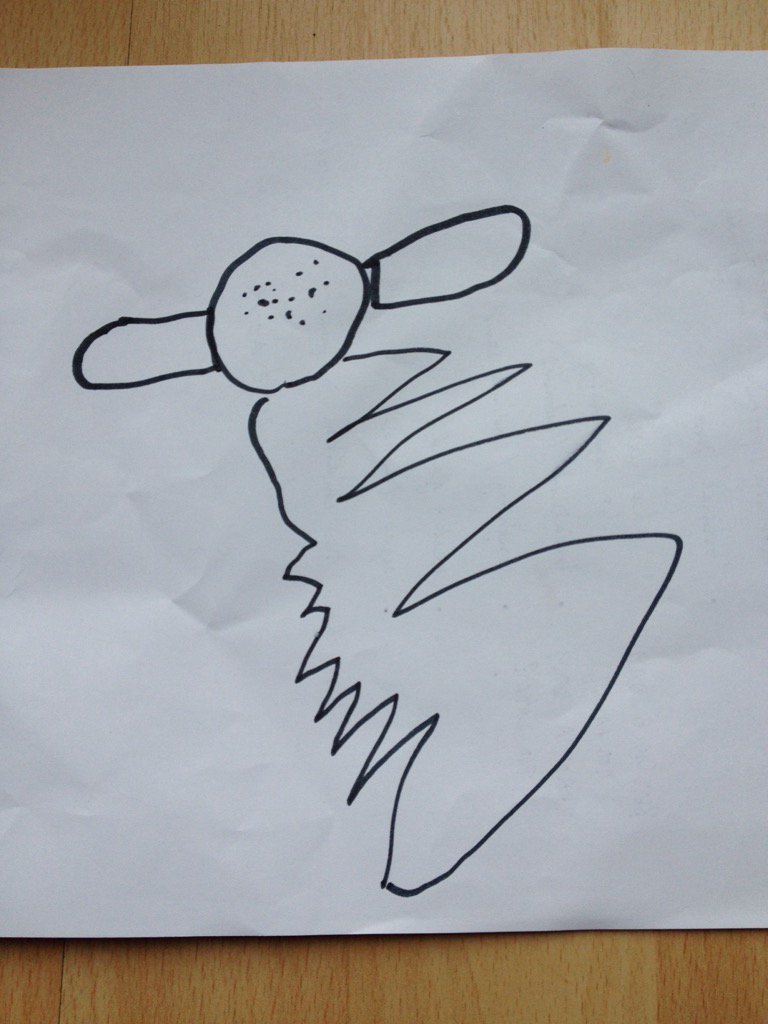 andrewdilger's tweet photo. Drawing of Dash (age 12) by Martha (age4). Her way of saying goodbye. https://t.co/cxMgtFCfMp