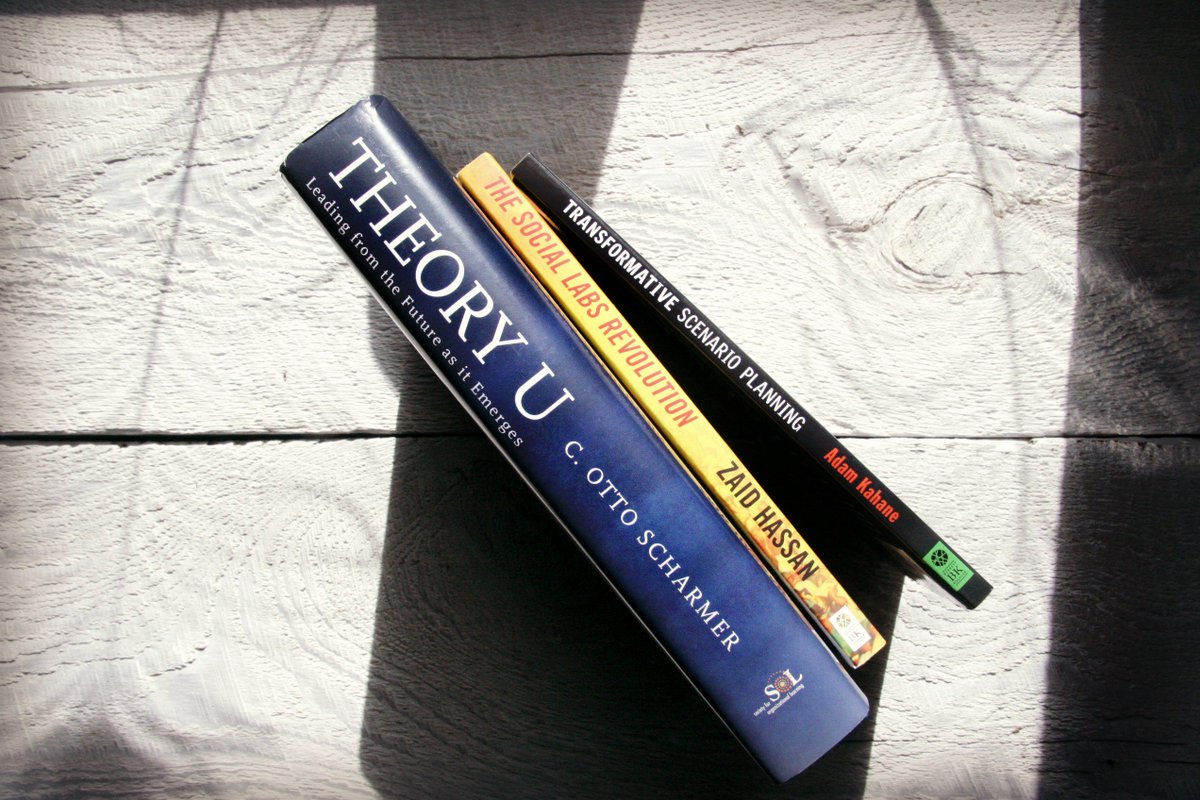 Verilliance's tweet image. Reading sources for a new project from the library of @MitchAnthony #theoryu #transformativescenarioplanning