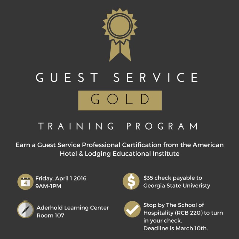 gsuhospitality's tweet photo. Become a Certified Guest Service Professional with training from the American Hotel &amp; Lodging Educational Institute! https://t.co/eaLBFl27WT