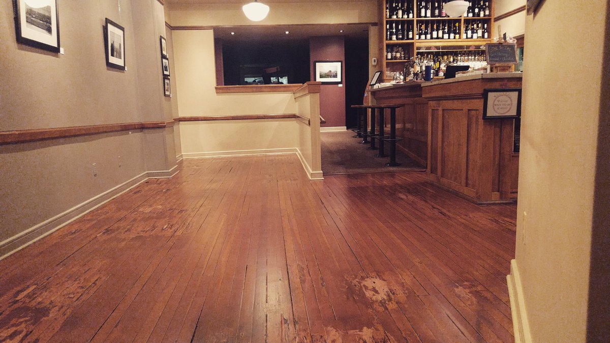 CaloriesYXE's tweet photo. Back to regular Tuesday hrs after 100+ year old floor gets #TLC #sustainable #heritage #smithblock @OnBroadwaySK https://t.co/hLpVLhQiIL