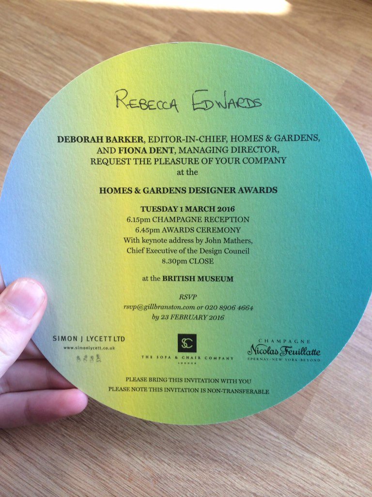 Excited to be attending the <a href="/homesandgardens/">Homes & Gardens</a> designer awards later! Good luck @studiodanschof... We r routing 4 u!