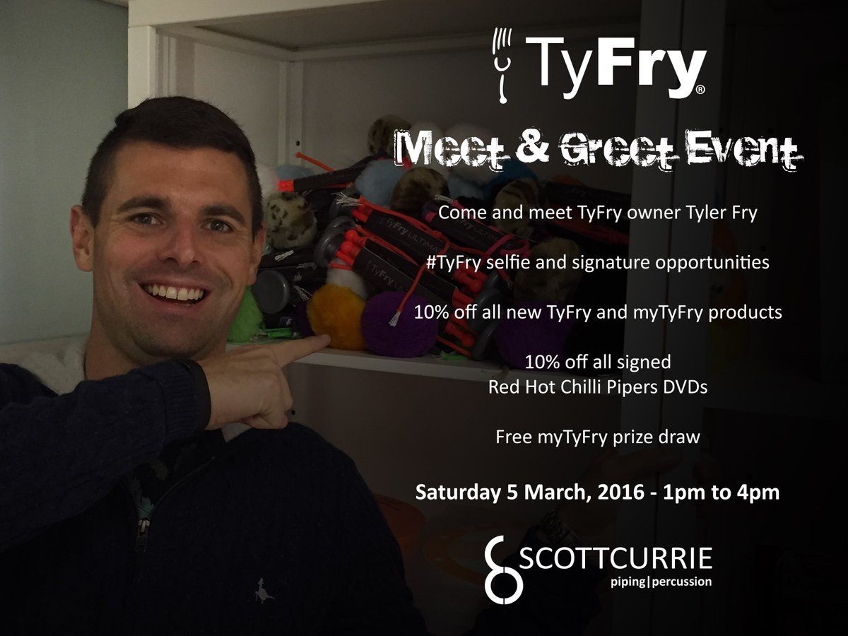scottcurrieltd's tweet photo. Come along to our @TyFry Meet &amp; Greet Event this weekend. Find out more at https://t.co/qzxMvOgNBr #pipeband #drums https://t.co/WBl22jqtTW