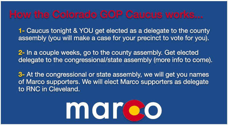 TeamMarcoCO's tweet photo. YOU could vote for @MarcoRubio at the RNC and it starts tonight. Use these talking points-> https://t.co/dKDRpy8pzQ https://t.co/kzKYlE6cda
