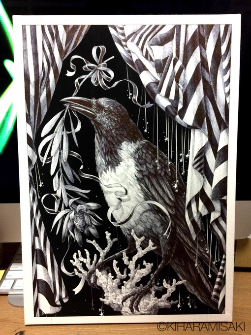 ペットショップでムナジロカラスを見て、欲しくてたまらなくなったので描いた! 