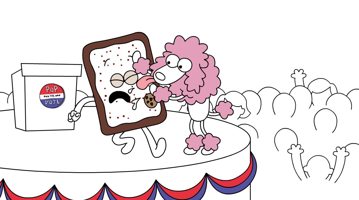 PopTartsUS's tweet photo. Cookies ‘n Creme flip flops on frosting vote. Can voters trust him? Can that poodle back off a bit? #PopTheVote2016 https://t.co/IiguH3V8j8