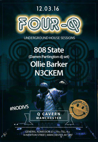 For a chance to win tickets for the launch night of Four Q with <a href="/state808/">808 State</a> tune into @Toast_Of_Mcr tonight from 7pm