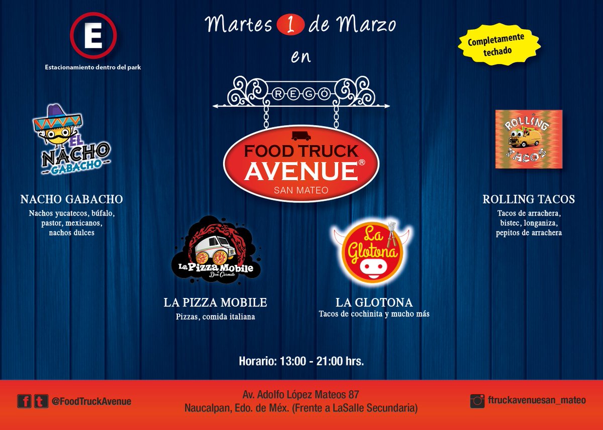 #FelizMartes la alineación de <a href="/FoodTruckAvenue/">Food Truck Avenue</a> esta deliciosa acompañamos a partir de las 13:00 y hasta las 21:00