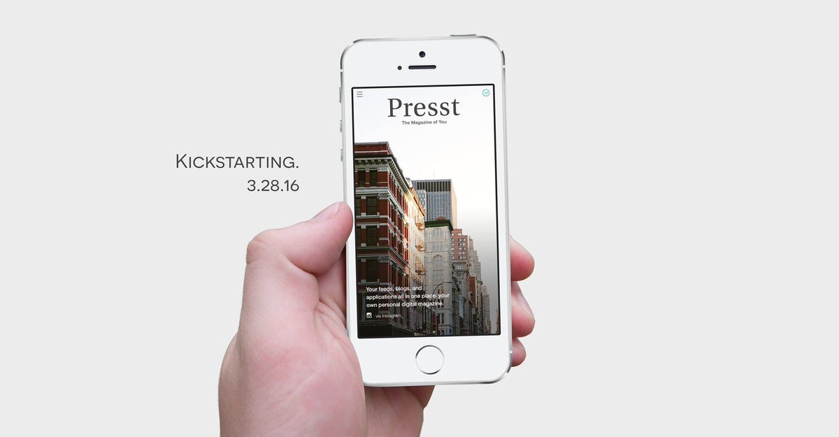 presstapp's tweet photo. Get ready to make @presstapp happen. 3/28/16 #tech #app #startup #ui #Kickstarter #digitalmagazine #collectivemedia https://t.co/RniQ8sldN6