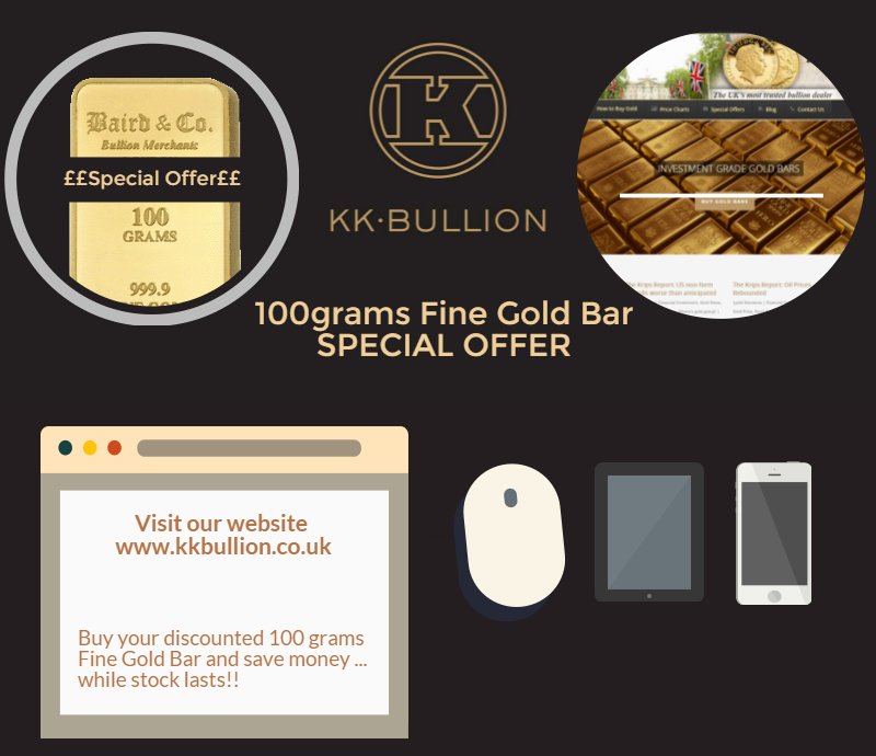 KKBullion's tweet photo. Get your hands on this SPECIAL OFFER 100g Gold Bar at discount price! Visit our website https://t.co/3mxFfd59JE https://t.co/KTQw3td3jJ