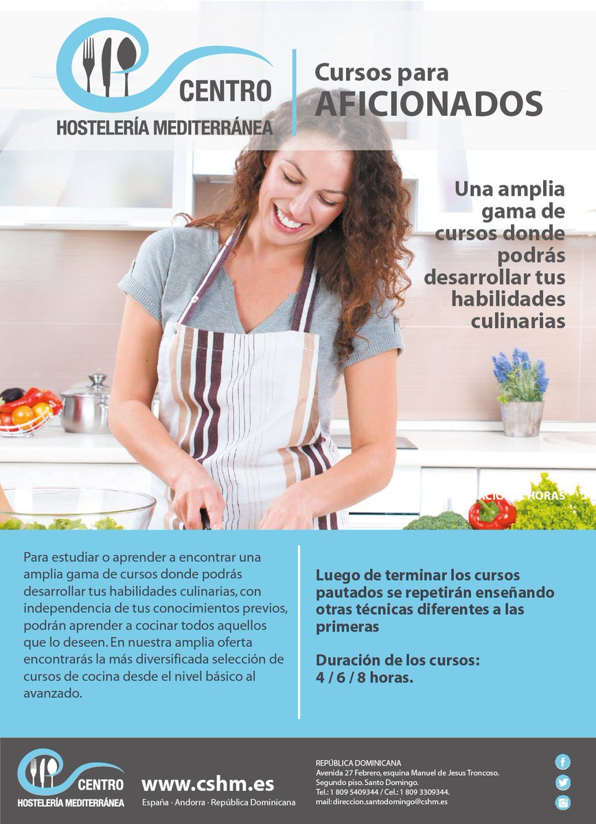 cshm_rd's tweet photo. Desde #CSHMRD nuestra programación de cursos de #aficionados a la #cocina. https://t.co/QQea1sR2Nw https://t.co/JxaKL4OLKR