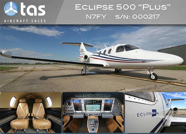 FindAircraft's tweet image. TAS Aircraft Sales - Eclipse 500 PLUS - PRICE REDUCED!
findaircraft.com/featured/tas/e…
#AircraftForSale  #Eclipse500
