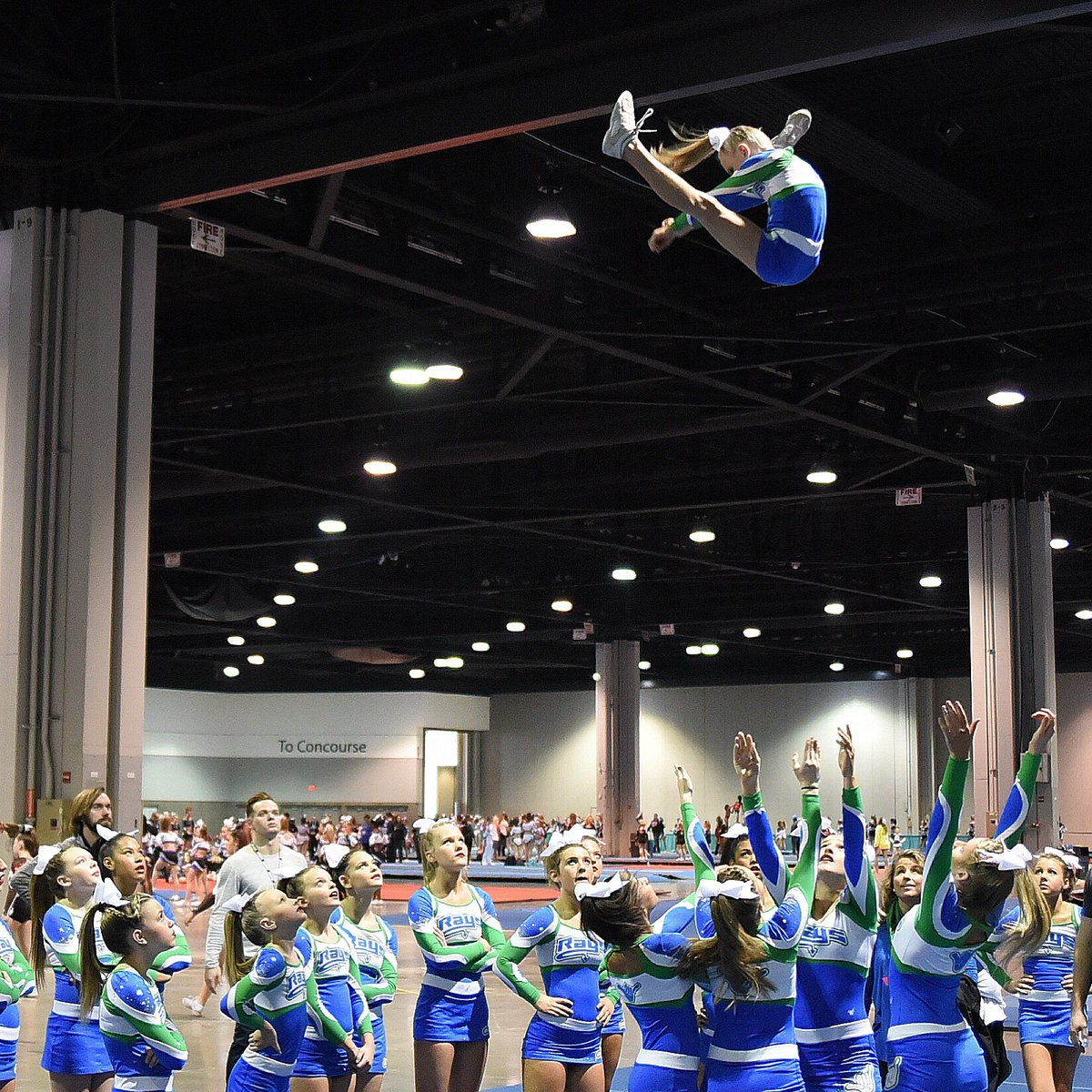 My favorite shot from Cheersport. Love how everyone is focused on what's going on in the air. #stingrayallstars