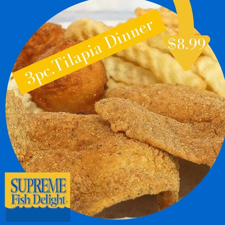 Hello March! Enjoy a 3pc Tilapia Dinner for only $8.99 every day this month! Tag a friend that loves Tilapia. #Marc…
