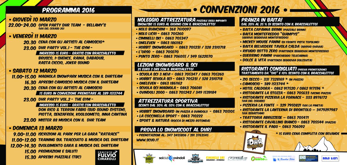DanceHallRider's tweet image. PROGRAMMA DHR #OVINDOLI !  FALLO GIRARE ! 10 13 MARZO 2016 !!  #reggae #snowboard !