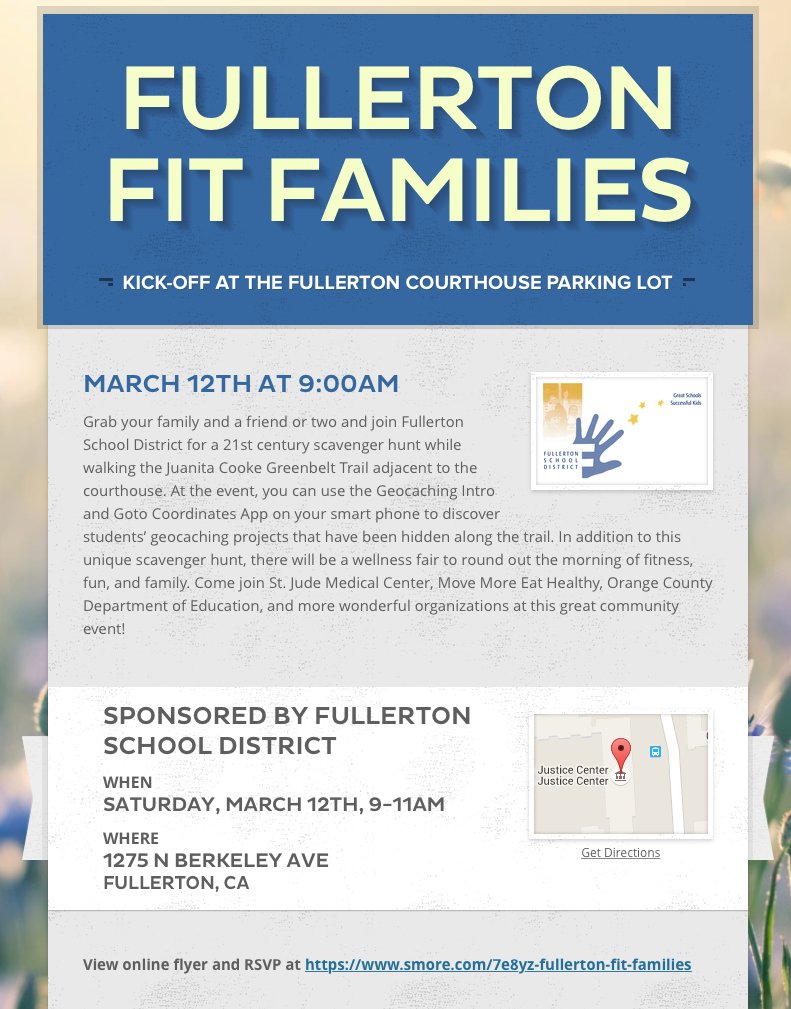 FullertonSD's tweet photo. Fullerton Fit Families is March 12! See you there! https://t.co/DaCgcUoGQf
