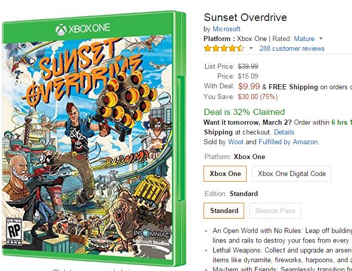 Wario64 on X: Sunset Overdrive (PC physical) is $9.32 on  (includes  Steam code)   / X