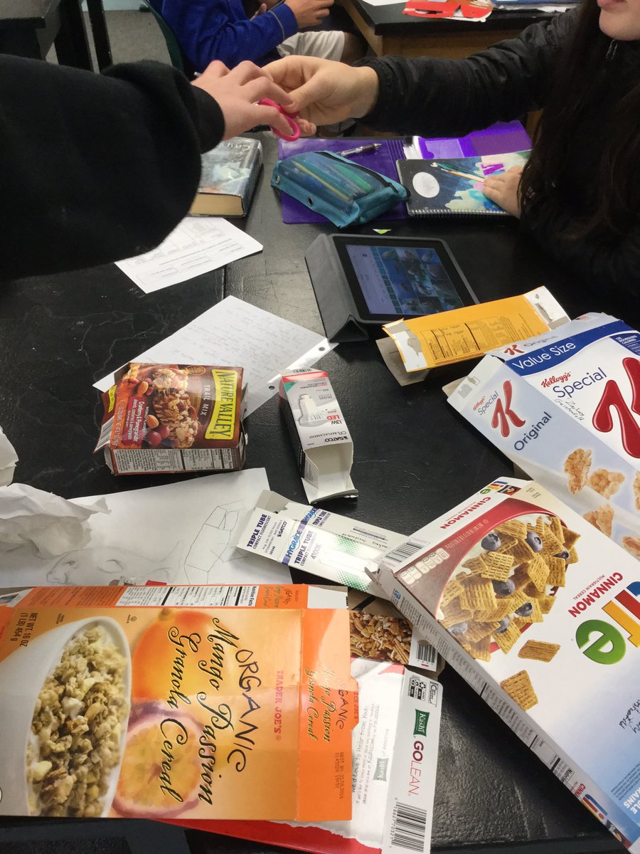 HallMiddle's tweet photo. #Science 7 class is a multi-media workshop as kids prepare to build totems of endangered species. #scichat #7thchat https://t.co/EXSio1iKAT