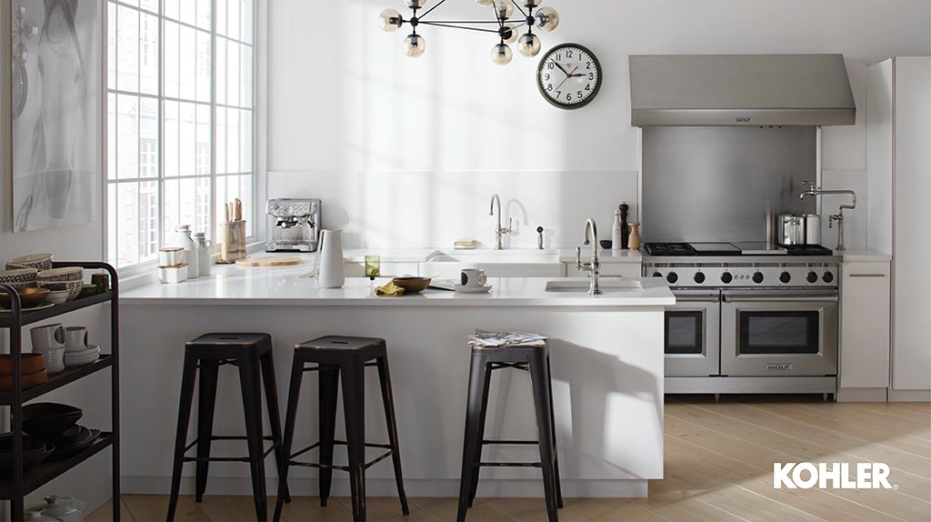 Kohler's tweet photo. Equal parts vintage and industrial. Explore the full kitchen moodboard: https://t.co/ct300Rwo34 #KohlerIdeas https://t.co/SGOsUohPrh