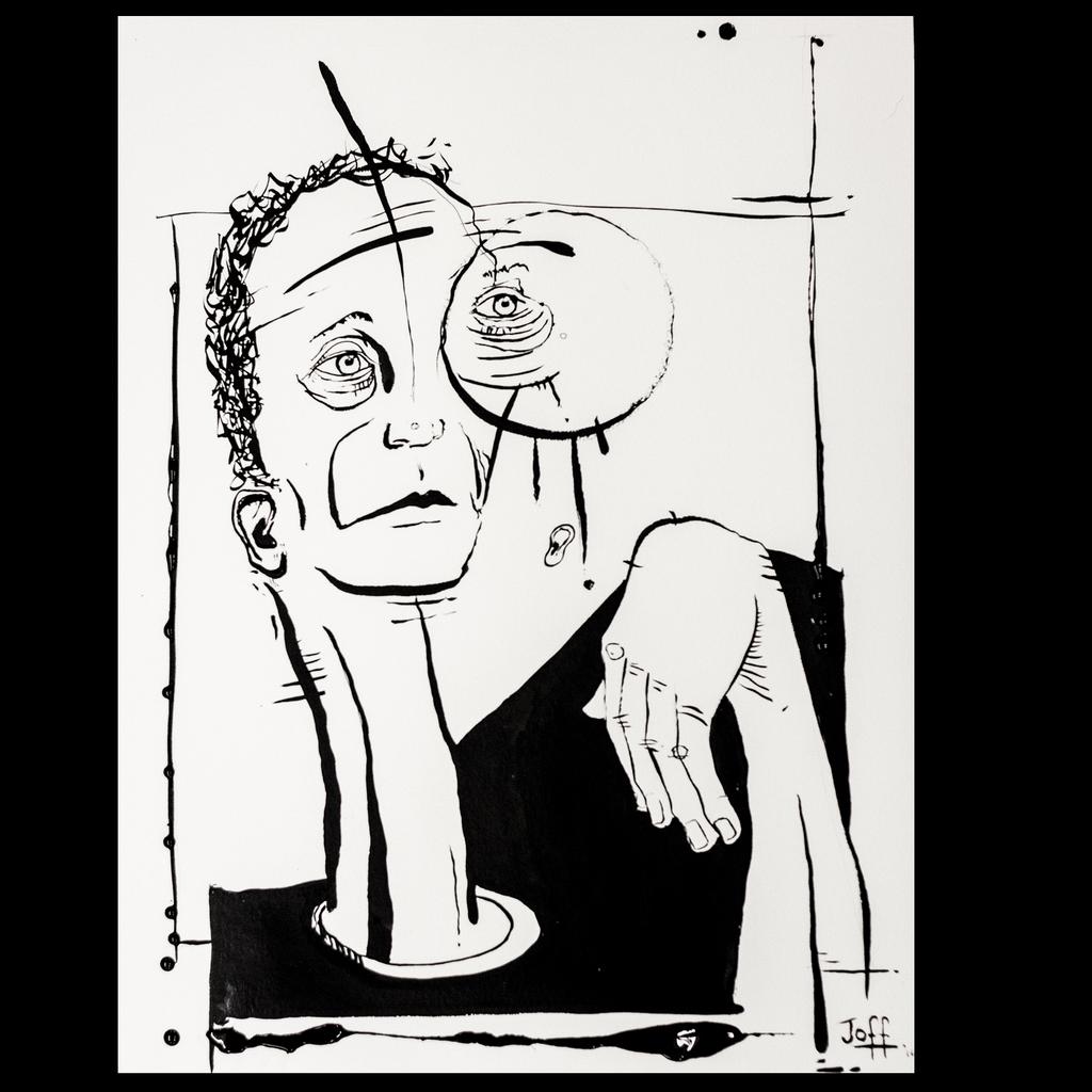 joffsart's tweet photo. Back in the studio tonight , ink on paper . #ink #drawing #joffsart #joff #sketch #illustration #artist #art #man https://t.co/AgcsThCLWG