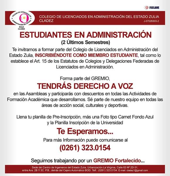 viloriamiguel0's tweet photo. Eres estudiante de Administración? Te invitamos #cladez https://t.co/dMDDIDxmAu