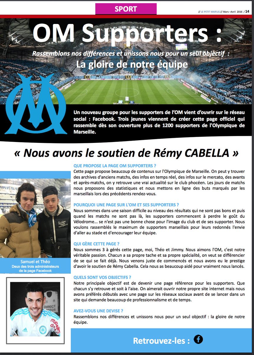 OMSupp's tweet photo. Notre entretien avec le journal " Le petit Marius " de @StephaneRASCA !
#TeamOM #OMSupporters https://t.co/l396ezA42Y