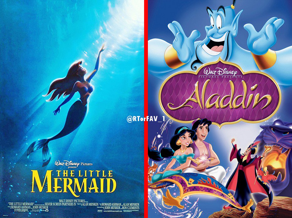 REQUESTED
RT for The little mermaid 
LIKE for Aladdin