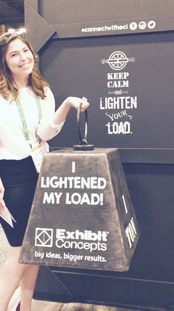 TheCheMacy's tweet photo. Finding great conference solutions, thanks @EXHIBITOR! @exhibitconcepts #EXHIBITORLIVE #connectwitheci https://t.co/wxyCUjNjYh