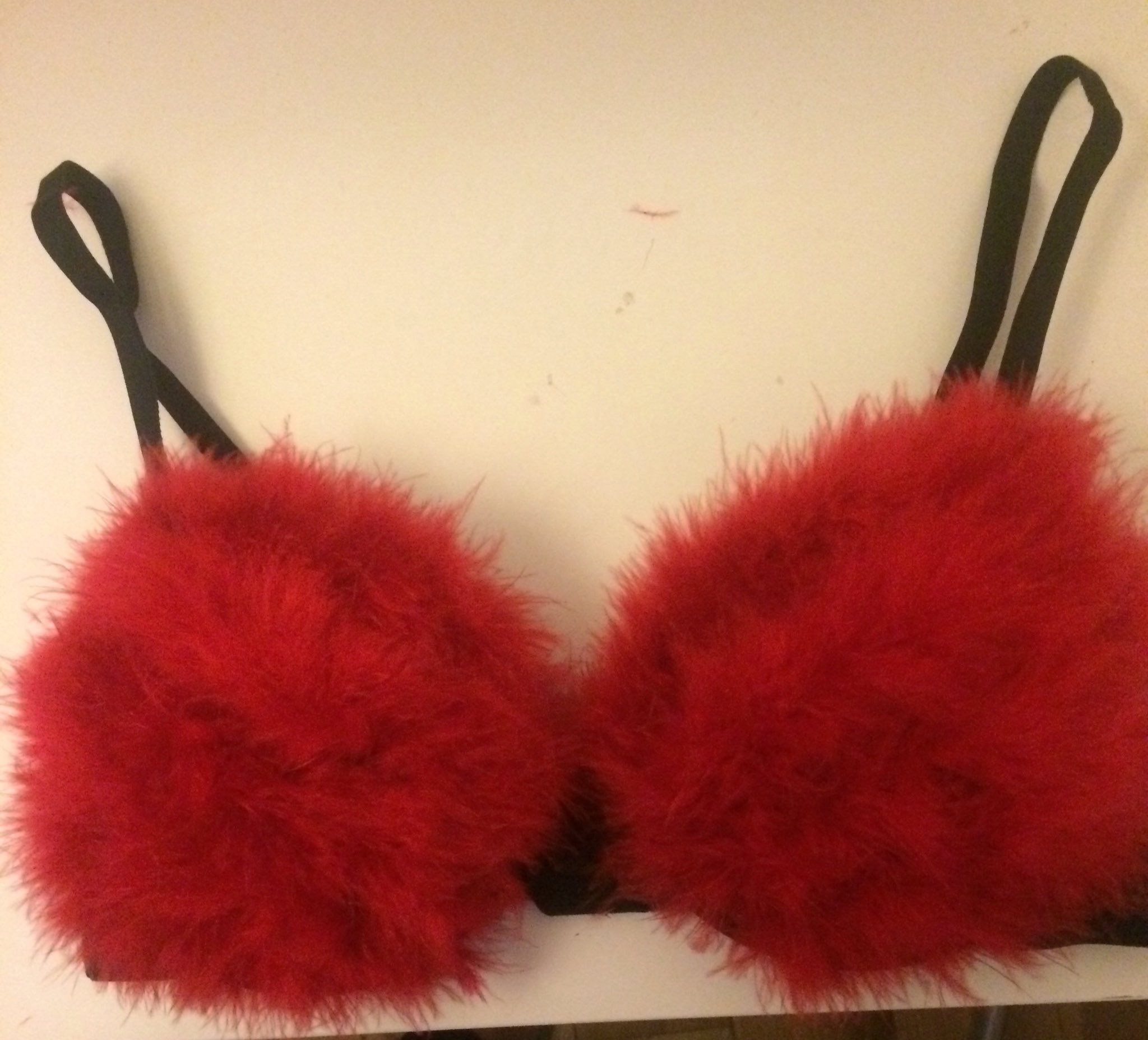 Bling Bras on X: Red Fluffy bra #sexy #bra #Fluffy   / X