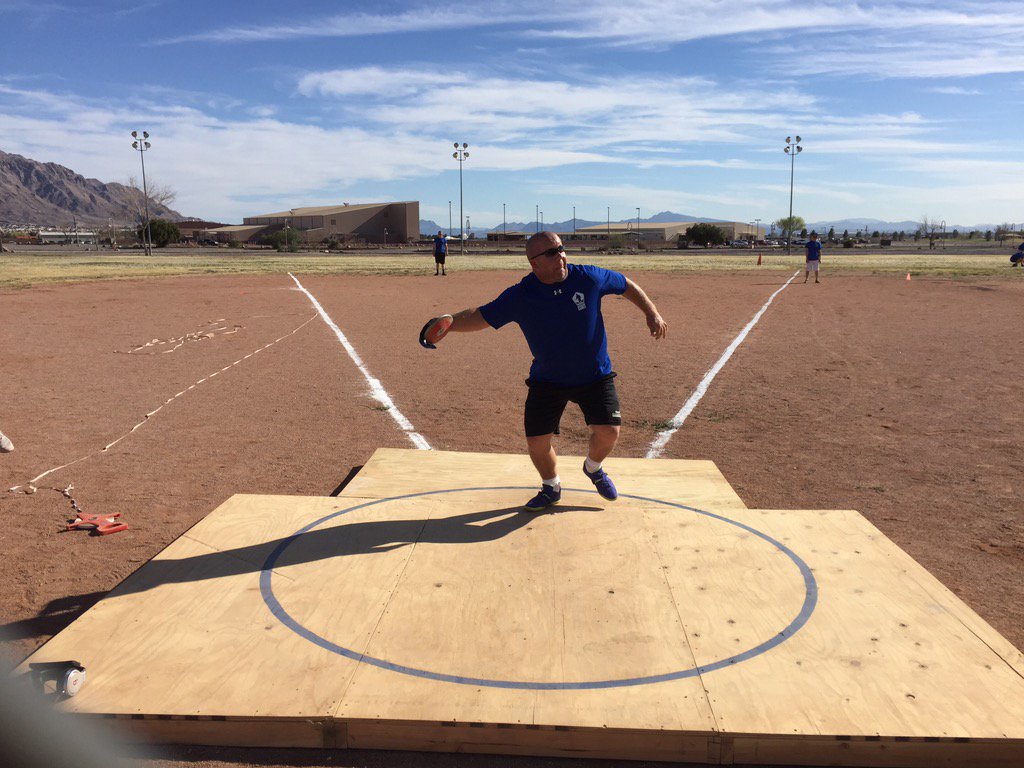 AFW2's tweet photo. Craig Zaleski throws a #discus at @usairforce  trials in @NellisAFB, NV. @warriorgames here we come. https://t.co/2PDTBXeqsO