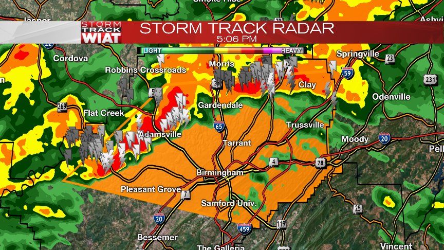 Nate_HH's tweet photo. Places impacted will be Birmingham, Trussville, Gardendale, Samford, Clay, Pleasant Grove. #StormTrack42 #alwx https://t.co/CGqyWZu83K